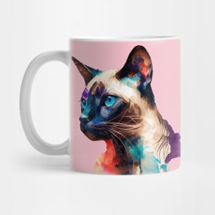 Siamese Cat Watercolor Funky Colors Mug